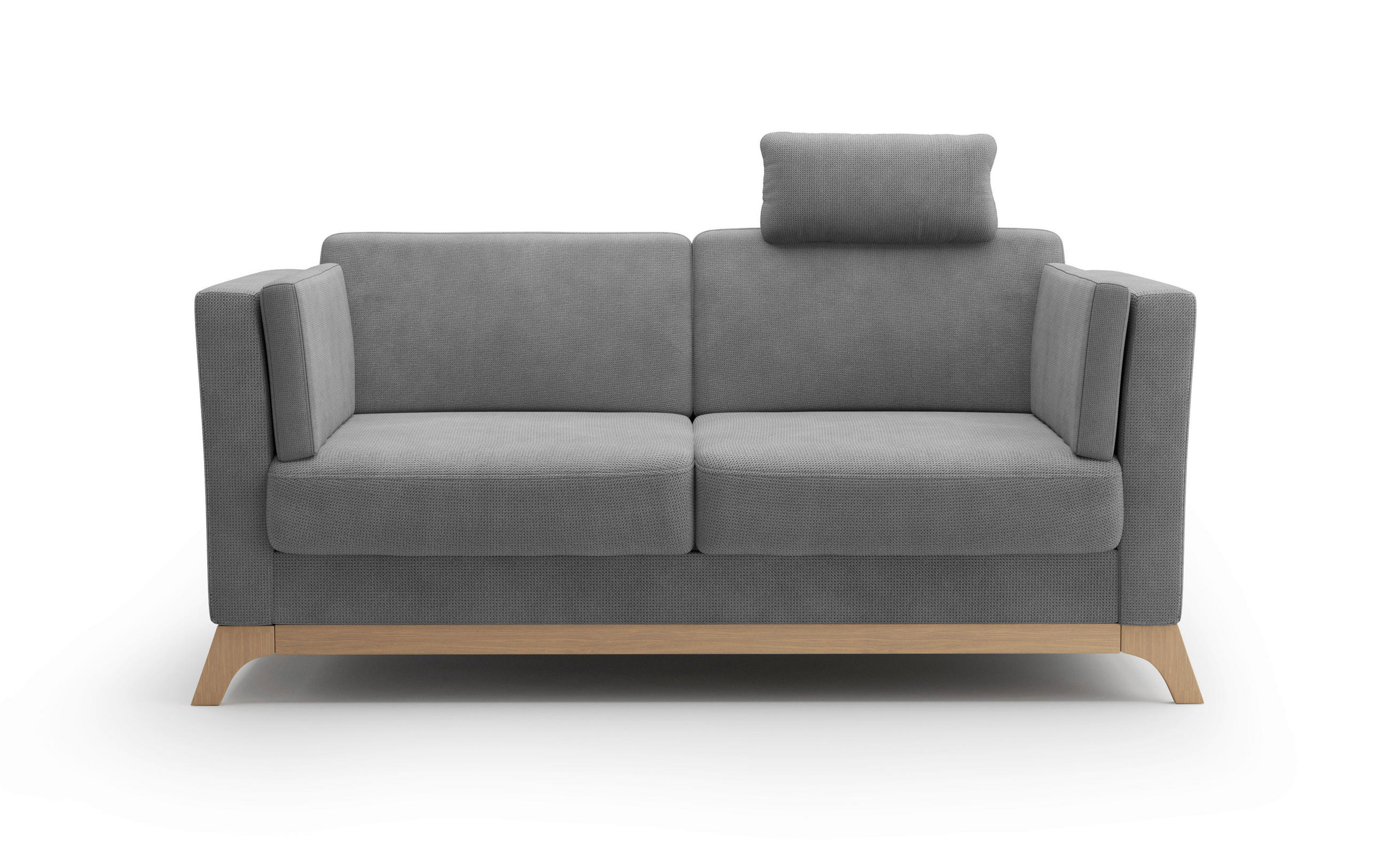2,5-SITZER in Flachgewebe Grau  - Eichefarben/Grau, KONVENTIONELL, Holz/Textil (183/84/93cm) - Sit & More