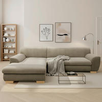 ECKSCHLAFSOFA NIKA Schlammfarben Webstoff  - Schlammfarben/Silberfarben, Basics, Holz/Textil (277/156cm) - MID.YOU