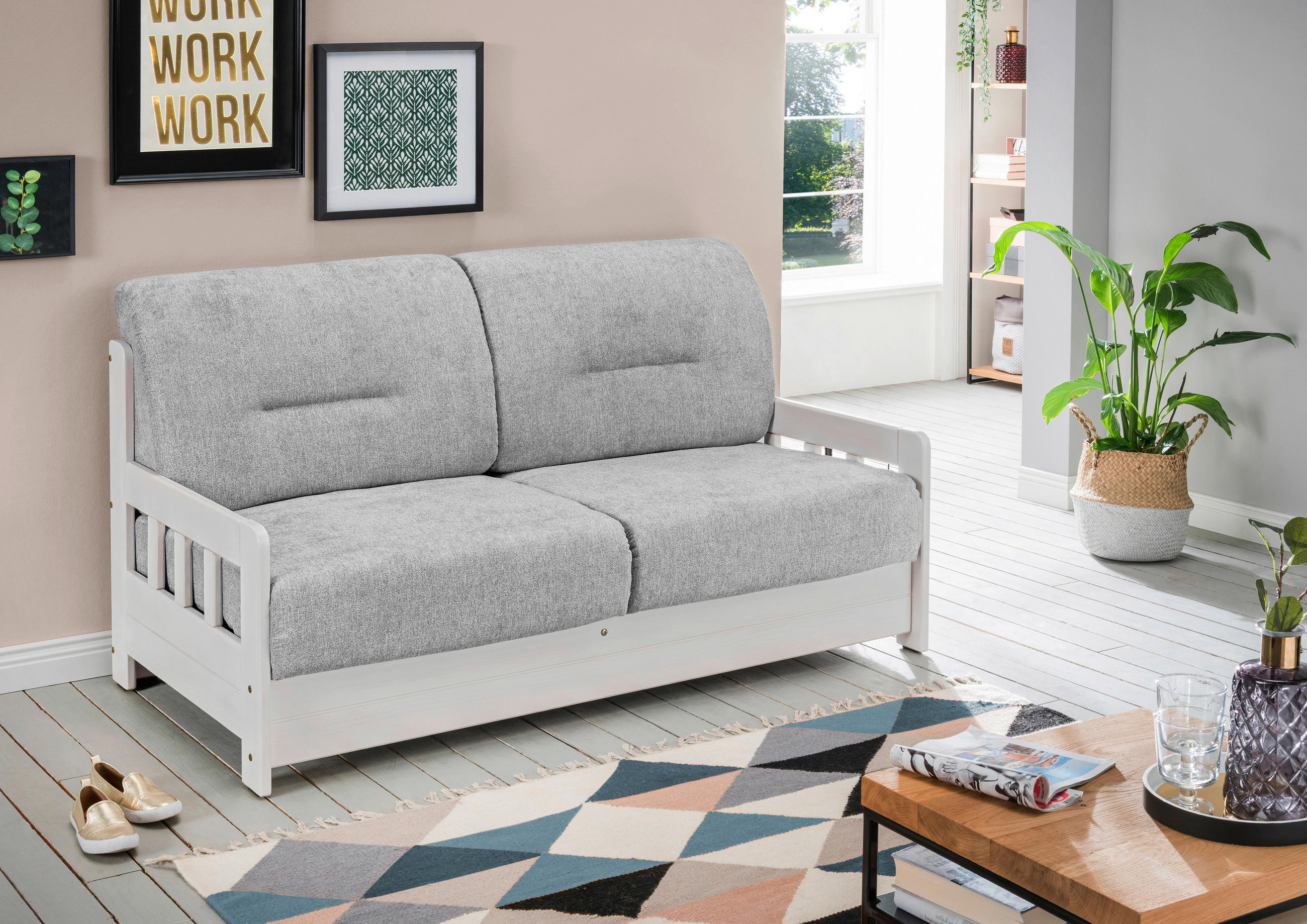 SCHLAFSOFA Mikrofaser Grau, Weiß  - Weiß/Grau, LIFESTYLE, Textil (154/88/90cm) - Livetastic