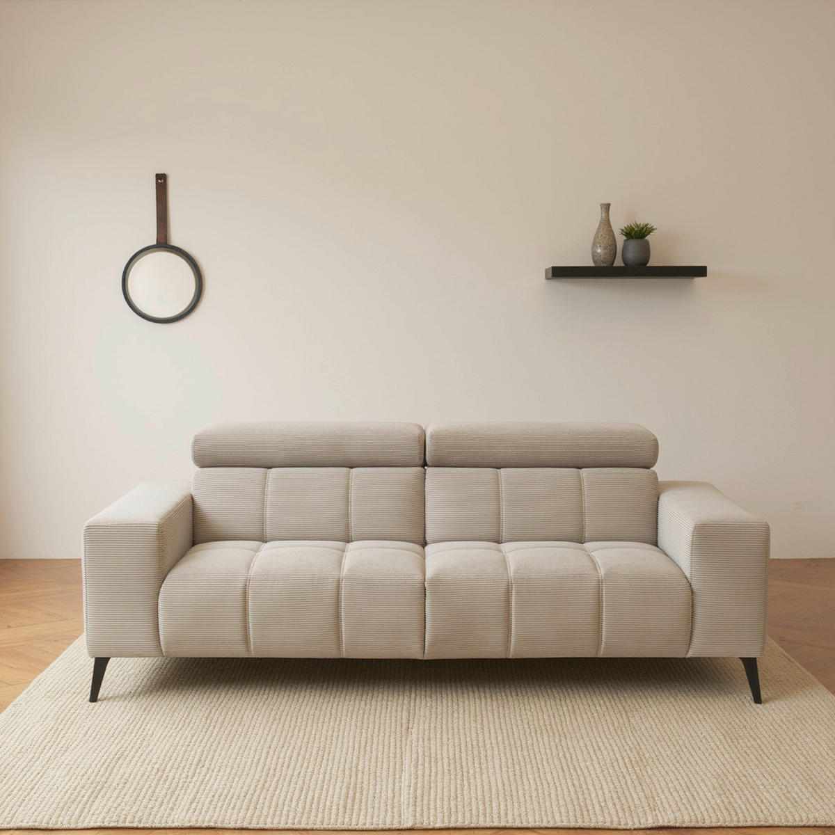 2-SITZER-SOFA TRENTO Mikrofaser Taupe  - Taupe/Dunkelgrau, MODERN, Textil/Metall (208/79/104cm) - MID.YOU
