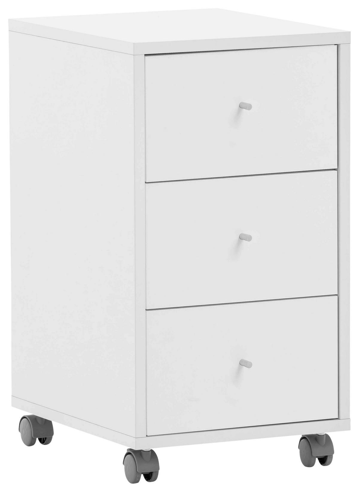 ROLLCONTAINER Weiß  - Silberfarben/Weiß, MODERN, Holzwerkstoff/Kunststoff (32,6/59,7/39,1cm) - MID.YOU