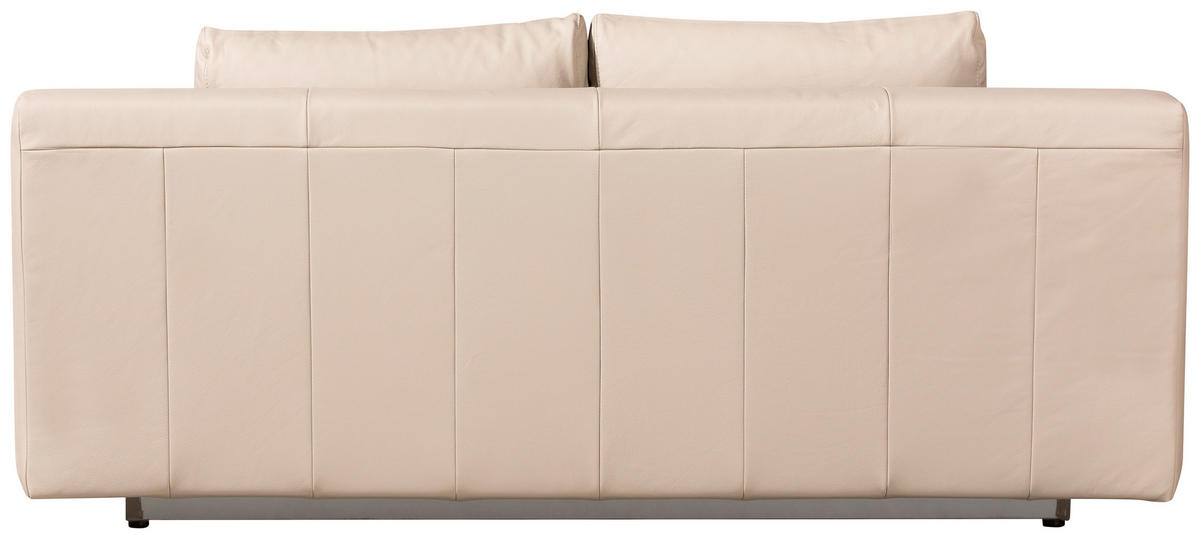 SCHLAFSOFA  in Echtleder Beige  - Chromfarben/Beige, KONVENTIONELL, Leder/Metall (195/85/90cm) - Livetastic