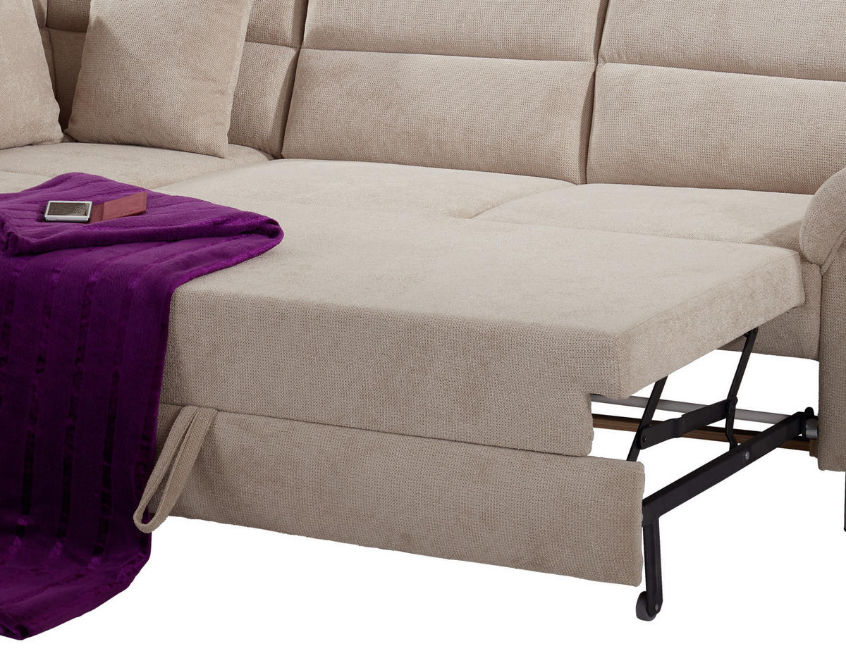 ECKSOFA in Velours Beige  - Beige/Silberfarben, Konventionell, Textil/Metall (197/248cm) - Livetastic