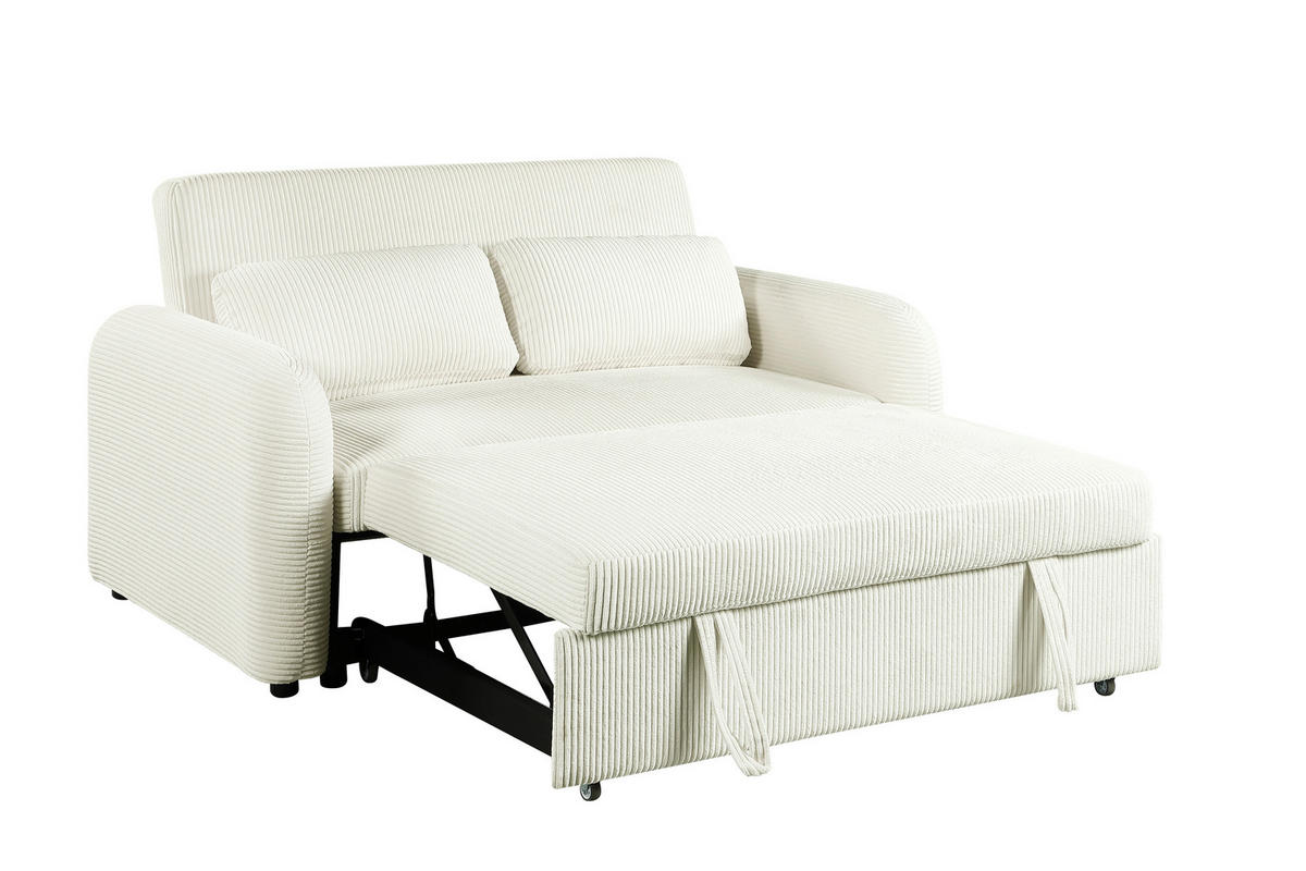 SCHLAFSOFA Cord Creme  - Creme/Schwarz, Design, Kunststoff/Textil (150/86/90cm) - MID.YOU