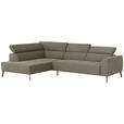 ECKSOFA Graubraun Feincord  - Graubraun/Schwarz, Design, Textil/Metall (205/280cm) - Xora