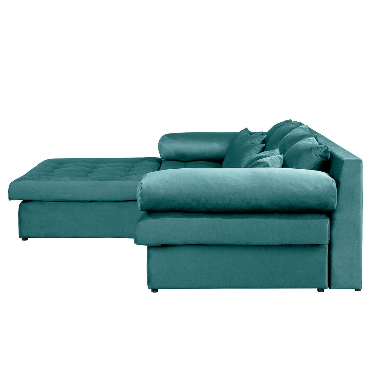 ECKSOFA Naomi in Velours Blau Rückenkissen  243/284 cm  - Blau/Schwarz, Design, Kunststoff/Textil (243/284cm) - P & B