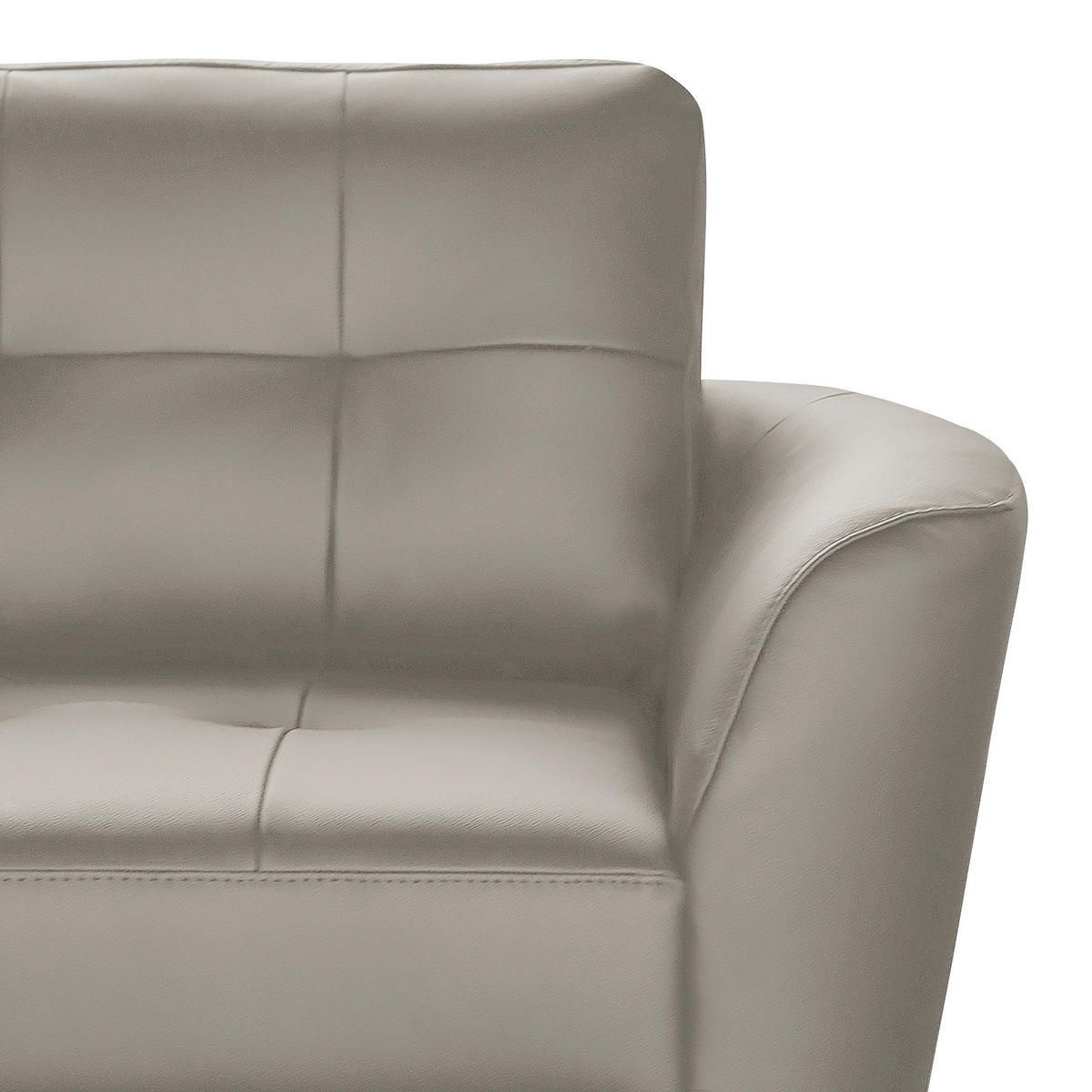 ECKSOFA in Lederlook Echtleder Platinfarben  - Platinfarben/Buchefarben, Design, Leder/Holz (190/236cm) - Livetastic