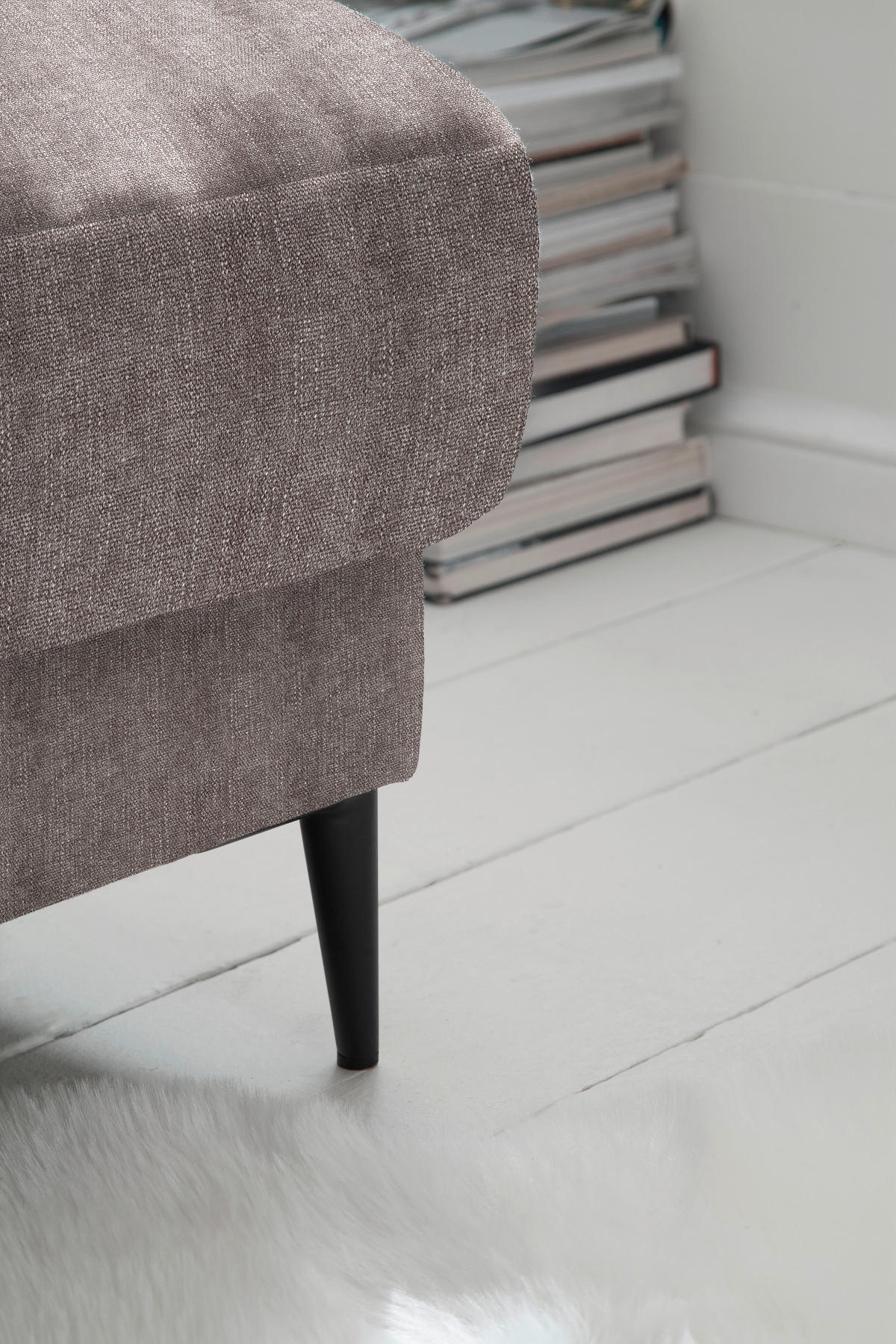 SEDEŽNA GARNITURA, gladka tkanina svetlo rjava  - svetlo rjava/črna, Design, kovina/tekstil (296/207cm) - Pure Home Lifestyle