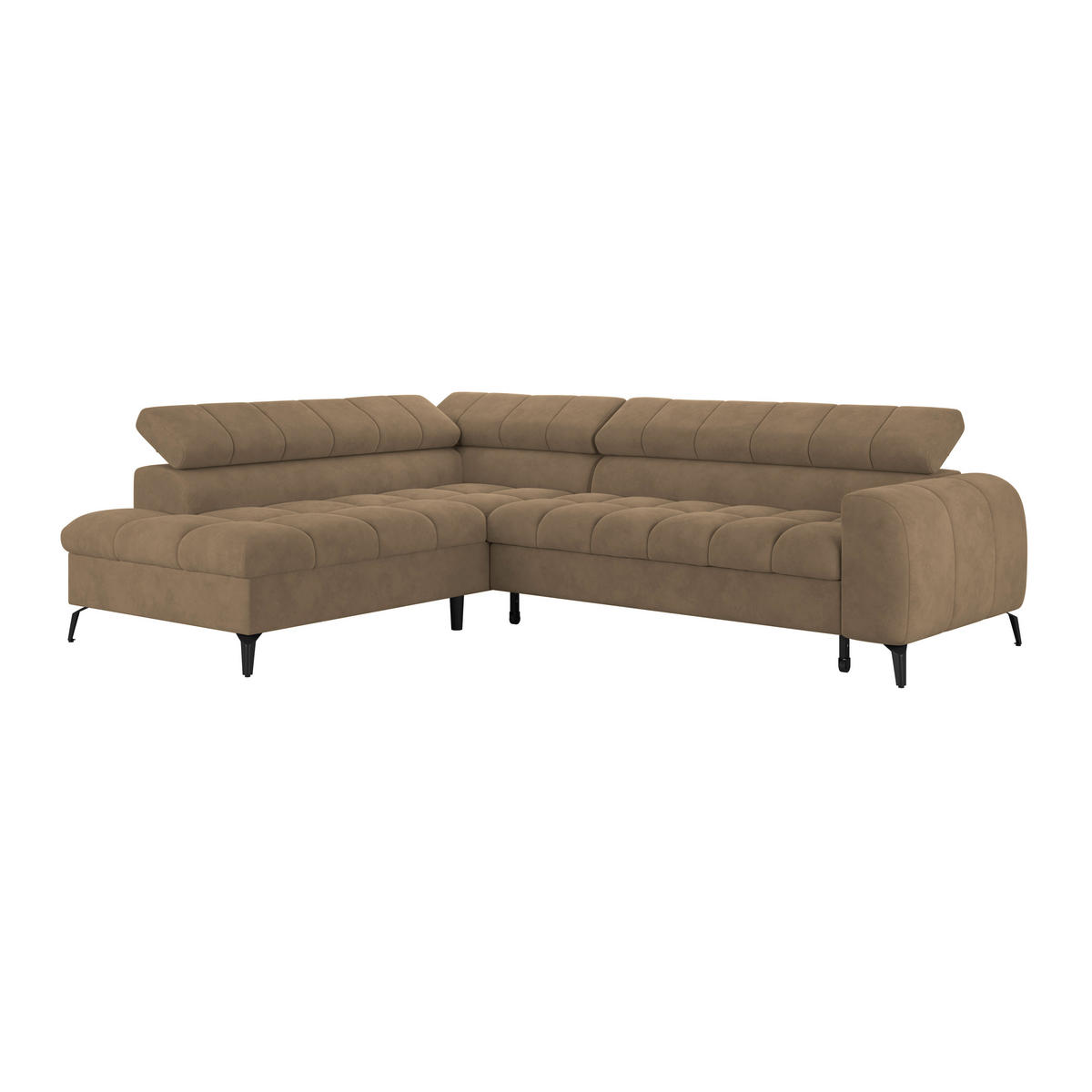 ECKSOFA in Braun  - Schwarz/Braun, Trend, Kunststoff/Textil (203/261cm) - Livetastic