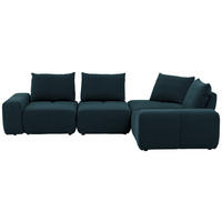 ECKSOFA  in Velours Dunkelblau  326/236 cm  - Schwarz/Dunkelblau, Design, Kunststoff/Textil (326/236cm) - Xora