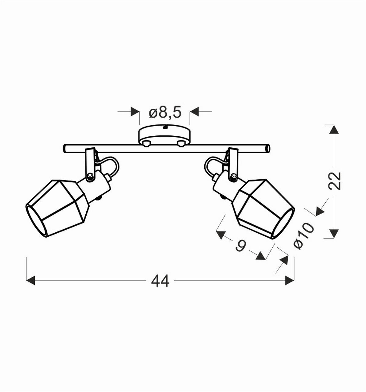 SPOTLIGHT Randi 44/9/22 cm   - svart, Design, metall/glas (44/9/22cm)