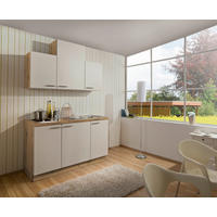 MINIKÜCHE 150 cm   in Eichefarben, Magnolie  - Eichefarben/Magnolie, KONVENTIONELL, Holzwerkstoff/Metall (150cm) - Welnova