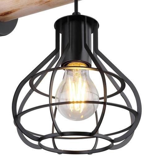STENSKA SVETILKA  Clastra 60 W///230 V/E27 - črna/naravne barve, Natur, kovina/les (18/26/36cm) - Globo