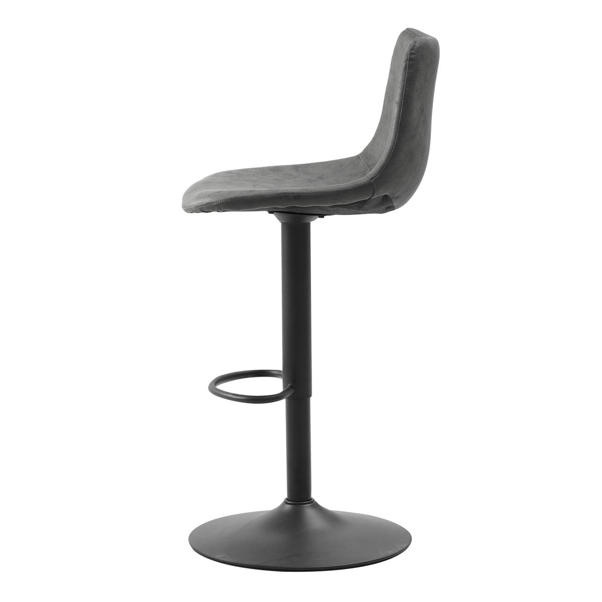 BARHOCKER-SET Mikrofaser Anthrazit Stahl  - Anthrazit/Schwarz, Basics, Textil/Metall (45/90/52cm) - MID.YOU