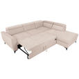 ECKSOFA Creme Velours  inkl. Bettkasten, Schlaffunktion, Rücken echt, Kopfteilverstellung, Liegefläche im Originalstoff  - Creme/Schwarz, KONVENTIONELL, Textil/Metall (255/217cm) - Carryhome