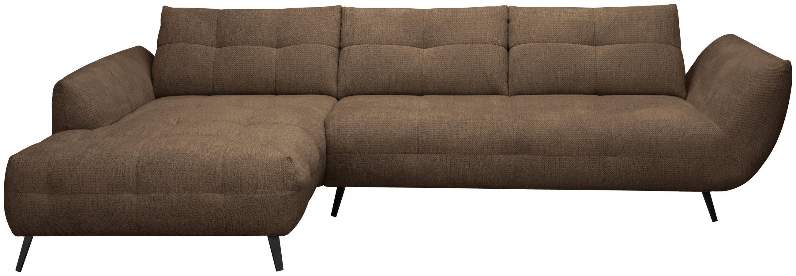 ECKSOFA Terracotta Chenille Armlehnenkissen, Rücken echt, Sitztiefenverstellung  - Terracotta/Schwarz, KONVENTIONELL, Textil/Metall (215/313cm) - Hom`in