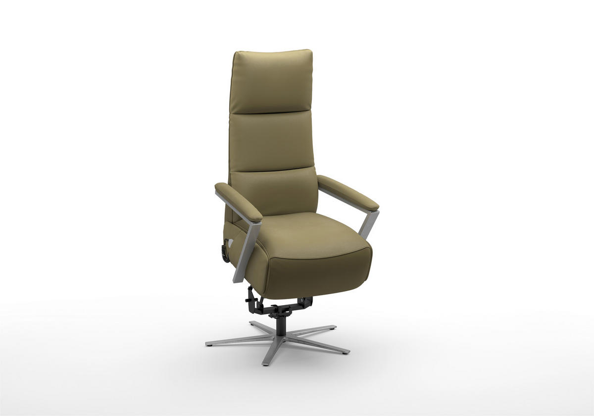 RELAXSESSEL Leder Olivgrün  - Silberfarben/Olivgrün, Basics, Leder/Metall (70/124/85cm) - Sit & More