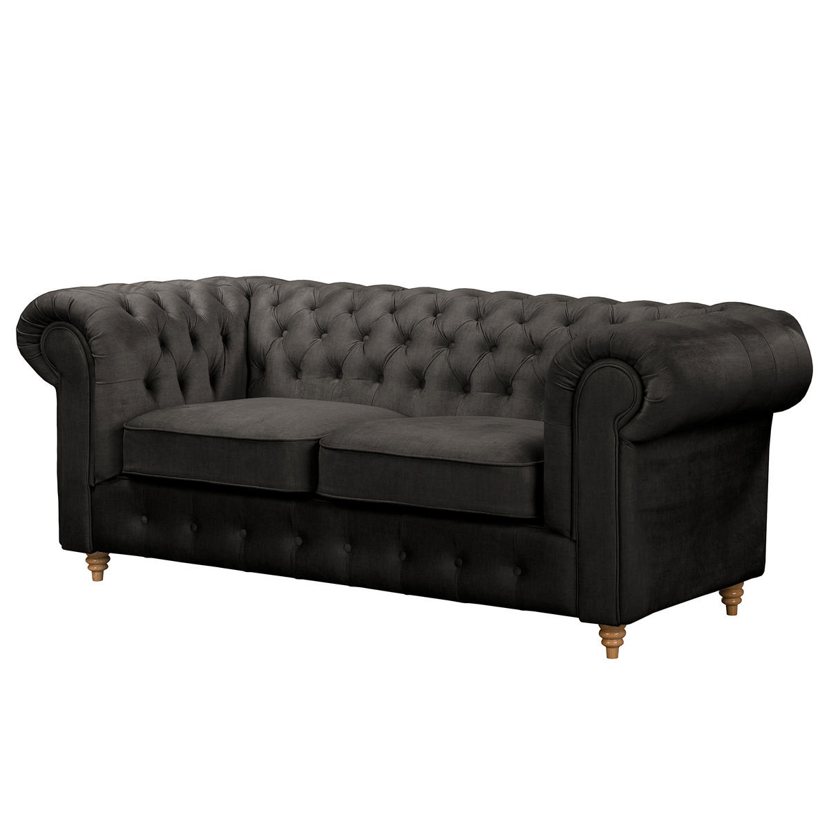 SCHLAFSOFA Mikrofaser Anthrazit Armteil links, Armteil rechts  - Anthrazit/Braun, Design, Holz/Textil (190/74/91cm) - P & B
