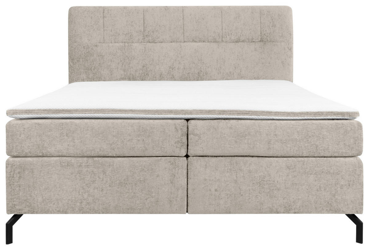 BOXSPRINGBETT 180/200 cm  in Beige  - Beige/Schwarz, Design, Textil/Metall (180/200cm) - Esposa