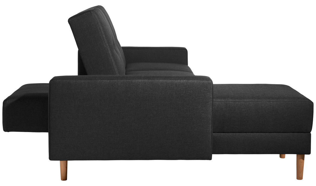 ECKSCHLAFSOFA Schwarz Flachgewebe  - Erlefarben/Schwarz, Design, Holz/Textil (230/93/152cm) - Max Winzer