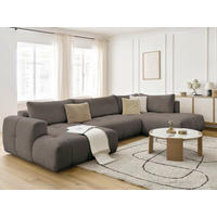 WOHNLANDSCHAFT  FUJI  Taupe Bouclé  - Taupe/Schwarz, MODERN, Kunststoff/Textil (160/377/204cm)