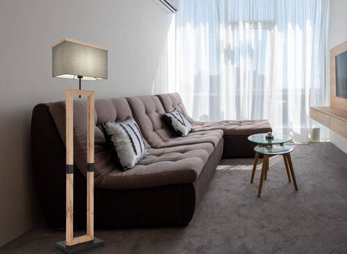WANDLEUCHTE Ossi 20/15/30 cm   - Anthrazit/Naturfarben, KONVENTIONELL, Holzwerkstoff/Textil (20/15/30cm) - Globo
