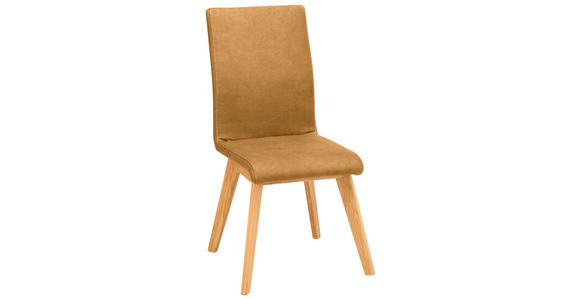 STUHL  in Mikrofaser Holz, Textil  - Beige/Goldfarben, Design, Holz/Textil (45/102/56cm) - Novel