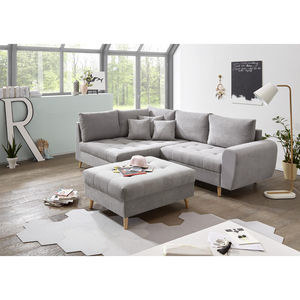 Thumbnail - Mid.you Hocker, Hellgrau, Textil, Uni, rechteckig, 106x48x80 cm, Stoffauswahl, Wohnzimmer, Hocker, Sitzhocker