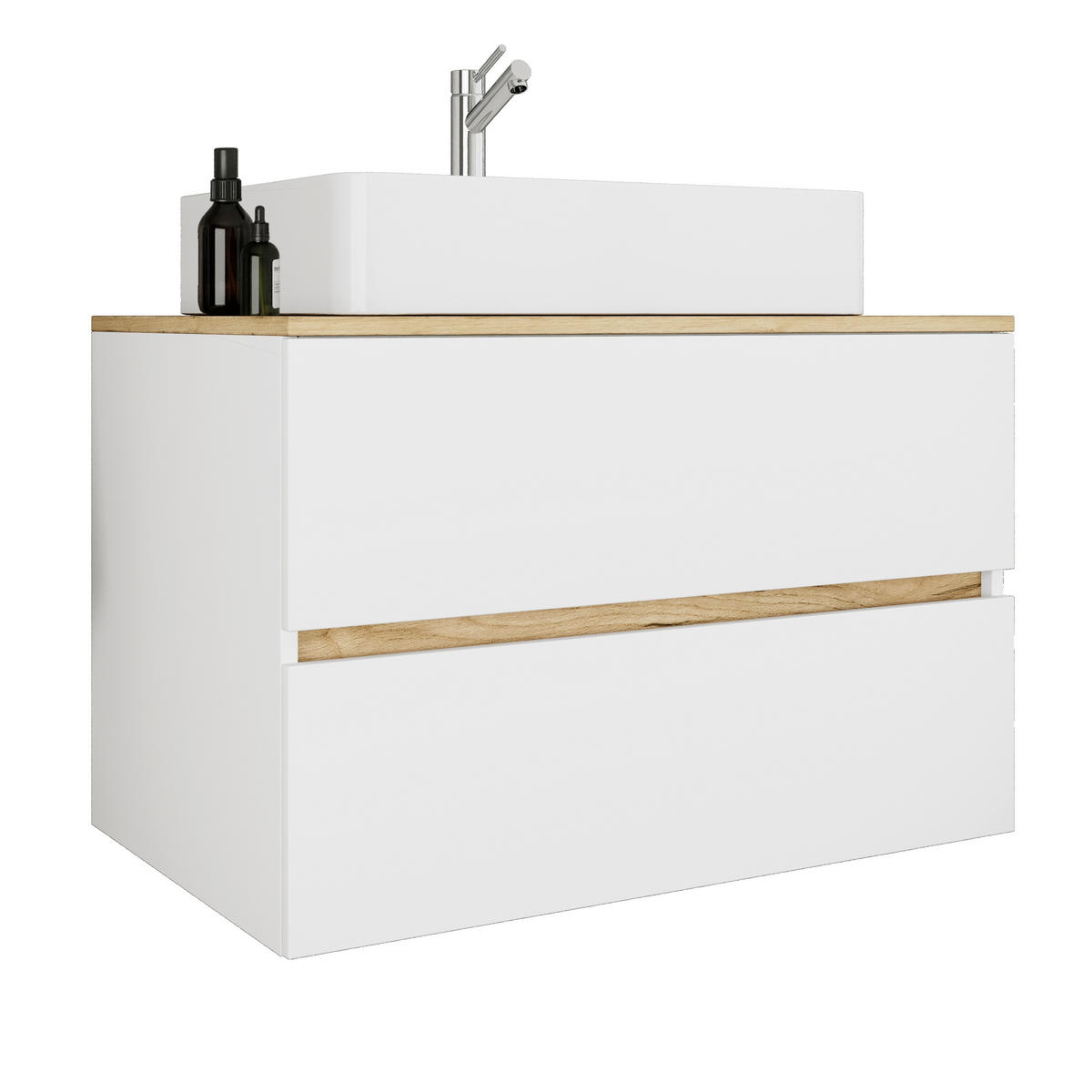 BADRUM  - vit/honungsek, Trend, trämaterial/keramik (80/64/51cm) - MID.YOU