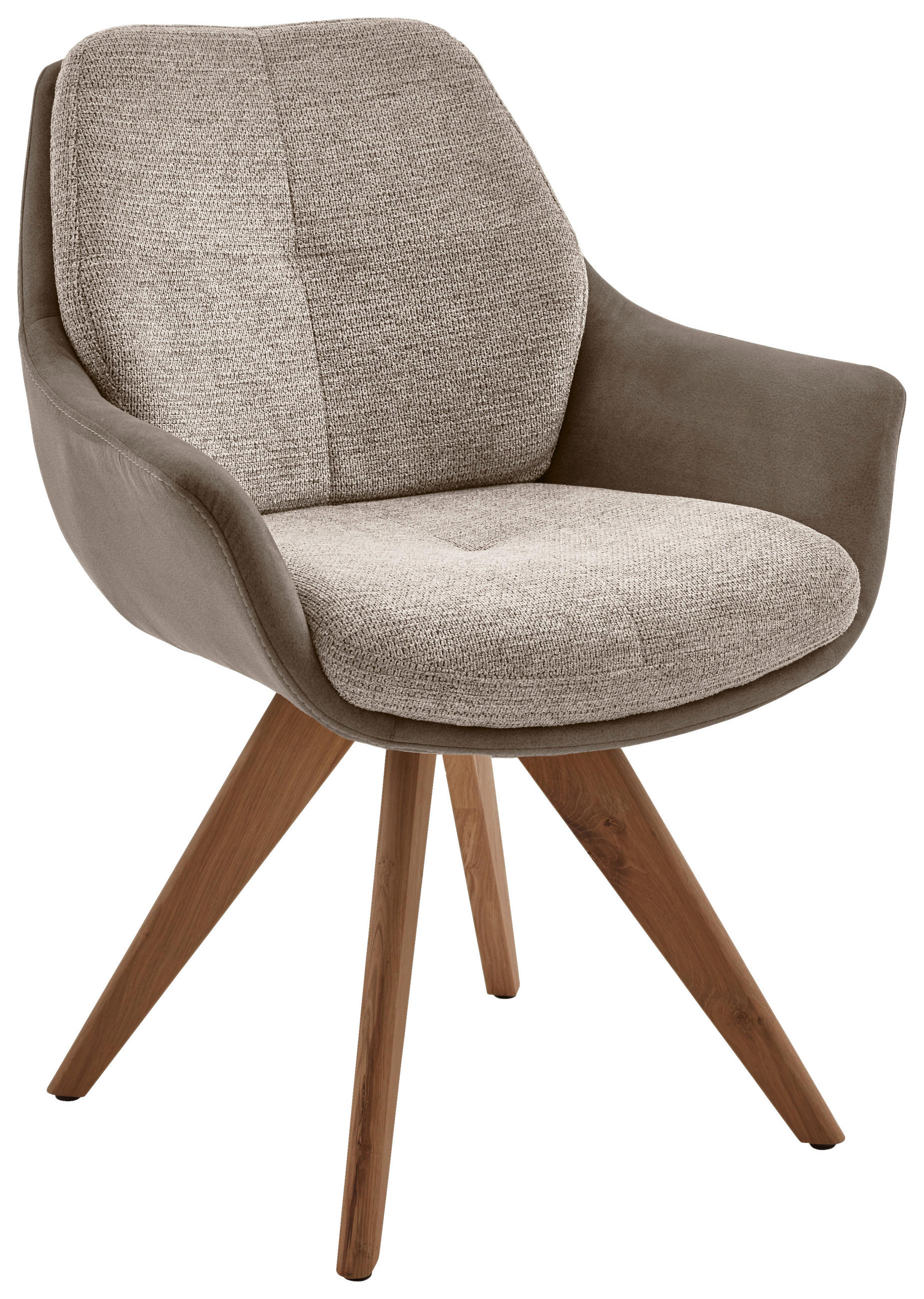 ARMLEHNSTUHL  in Webstoff, Mikrofaser  - Taupe/Wildeiche, Design, Holz/Textil (62/83,5/65cm) - Valnatura