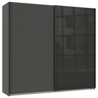 SCHWEBETÜRENSCHRANK in Graphitfarben, Schwarz  - Schwarz/Graphitfarben, Design, Glas/Holzwerkstoff (225/208/65cm) - Carryhome