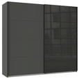 SCHWEBETÜRENSCHRANK  in Graphitfarben, Schwarz  - Schwarz/Graphitfarben, Design, Glas/Holzwerkstoff (225/208/65cm) - Carryhome