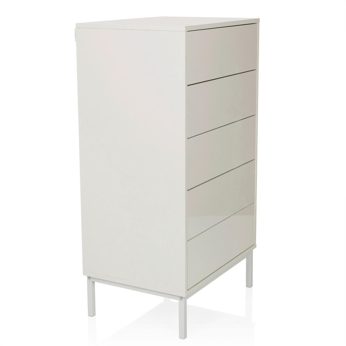 KOMMODE , 55/100/40 cm, 5 Schublade(n)  - Weiß, MODERN, Holzwerkstoff/Metall (55/100/40cm) - MID.YOU