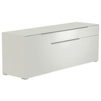 LOWBOARD Weiß, Alufarben  160/58/45 cm  - Alufarben/Weiß, Design, Glas/Holzwerkstoff (160/58/45cm) - Moderano