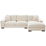 ECKSOFA Creme Bouclé  - Wengefarben/Creme, KONVENTIONELL, Holz/Textil (342/169cm) - Carryhome