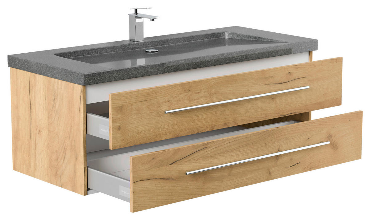 WASCHTISCHKOMBI 130 cm  - Eichefarben, Basics, Holzwerkstoff/Stein (130cm) - MID.YOU