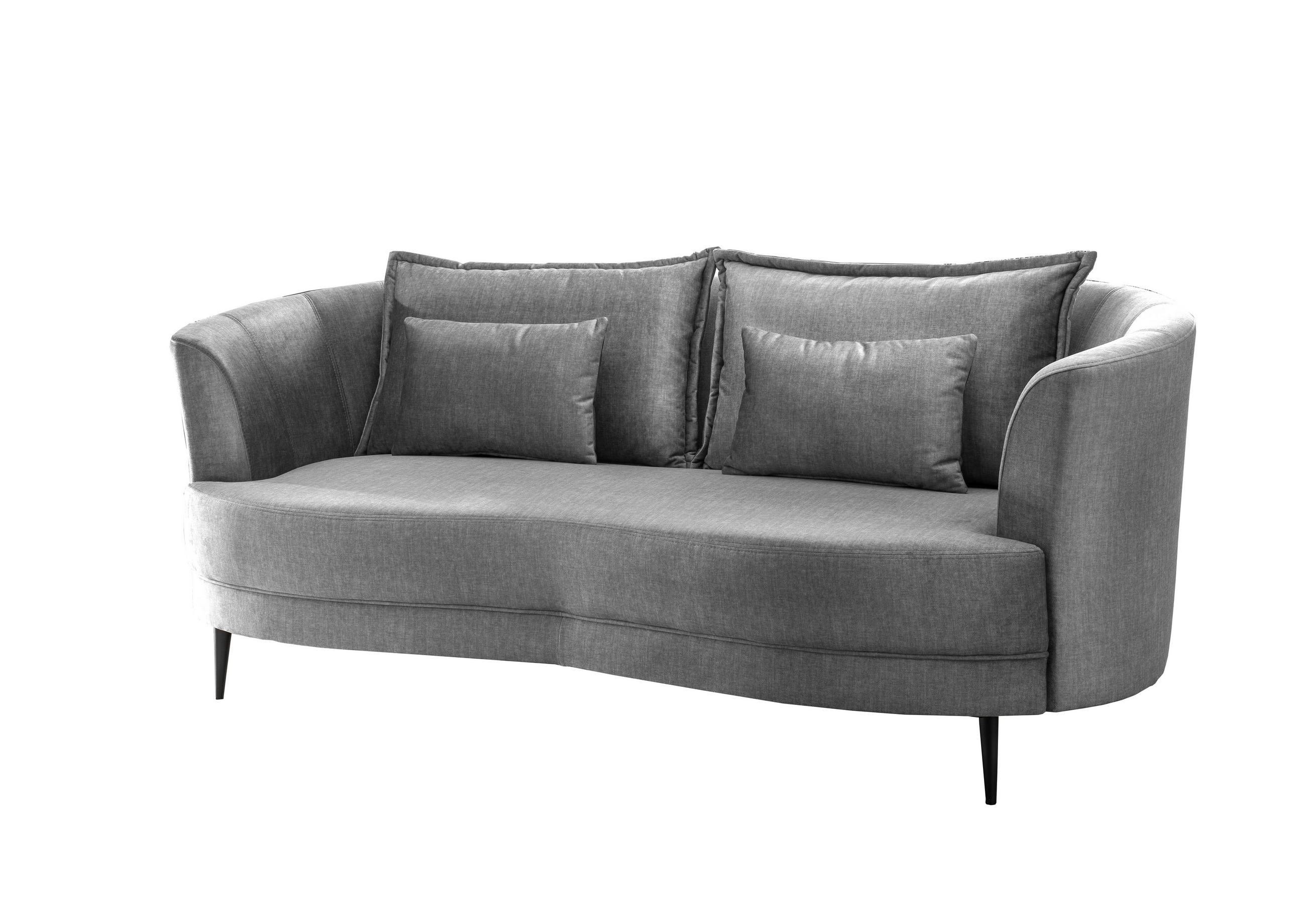 3-SITZER-SOFA Velours Silberfarben  - Silberfarben/Schwarz, MODERN, Textil/Metall (209/85/101cm) - Livetastic