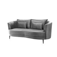 3-SITZER-SOFA in Velours Silberfarben  - Silberfarben/Schwarz, Modern, Textil/Metall (209/85/101cm) - Livetastic