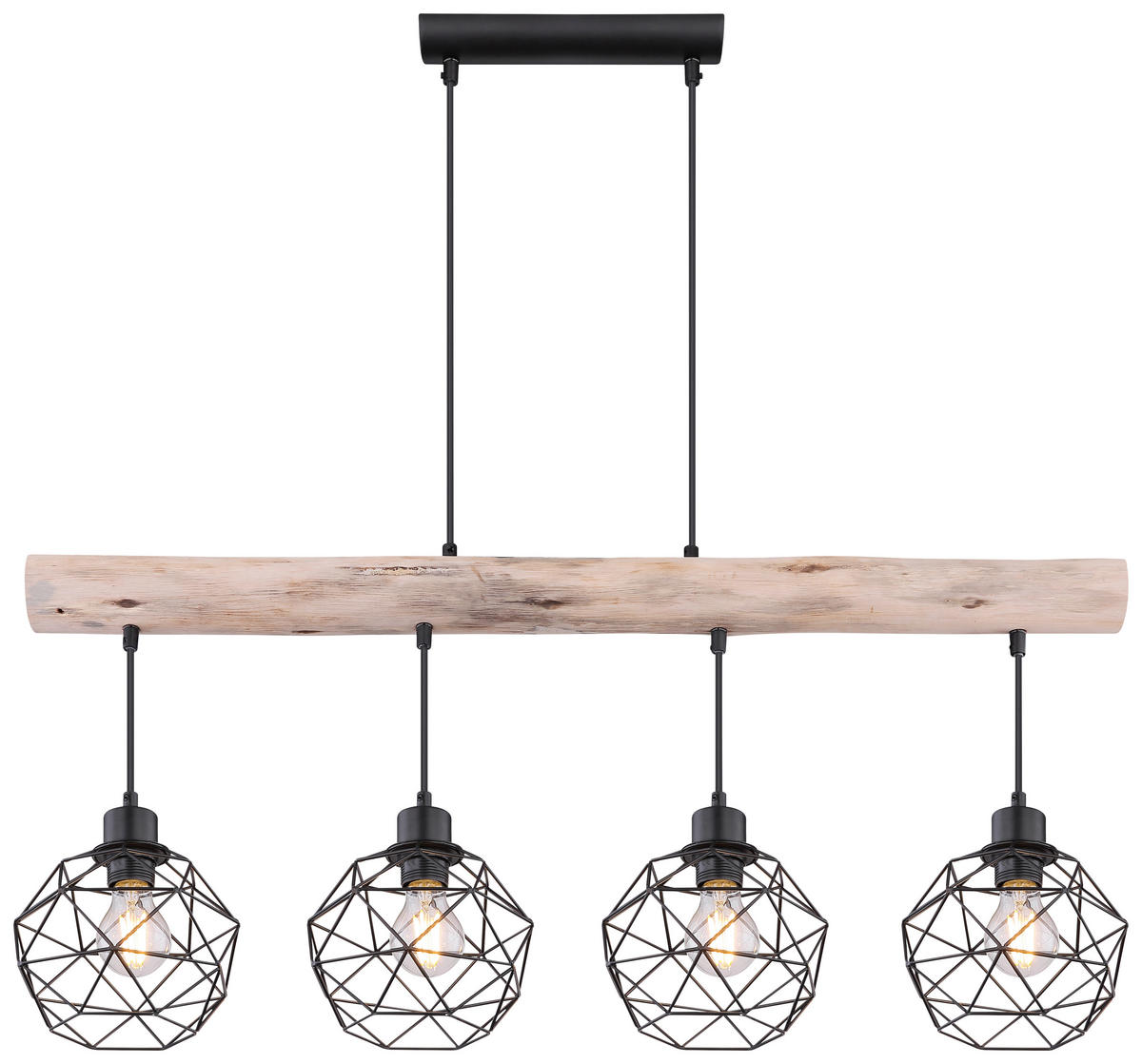 VISEČA SVETILKA    85/18 cm         60 W E27 - črna/naravne barve, Natur, kovina/les (85/18cm) - Globo