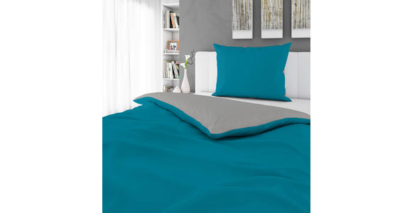 WENDEBETTWÄSCHE Uni Satin Satin 140/200 cm  - Blau/Grau, Basics, Textil (140/200cm) - Novel