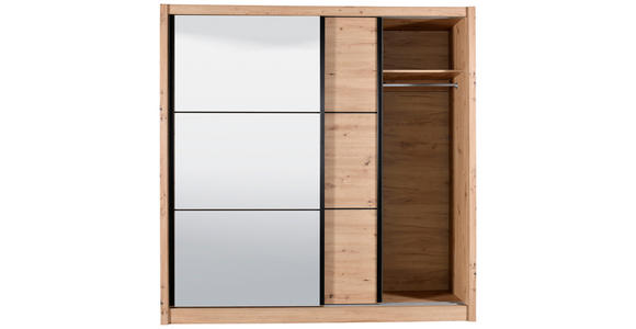 SCHIEBETÜRENSCHRANK 213/215,5/60 cm 2-türig Eiche Artisan  - Schwarz/Eiche Artisan, Basics, Glas/Holzwerkstoff (213/215,5/60cm) - Xora
