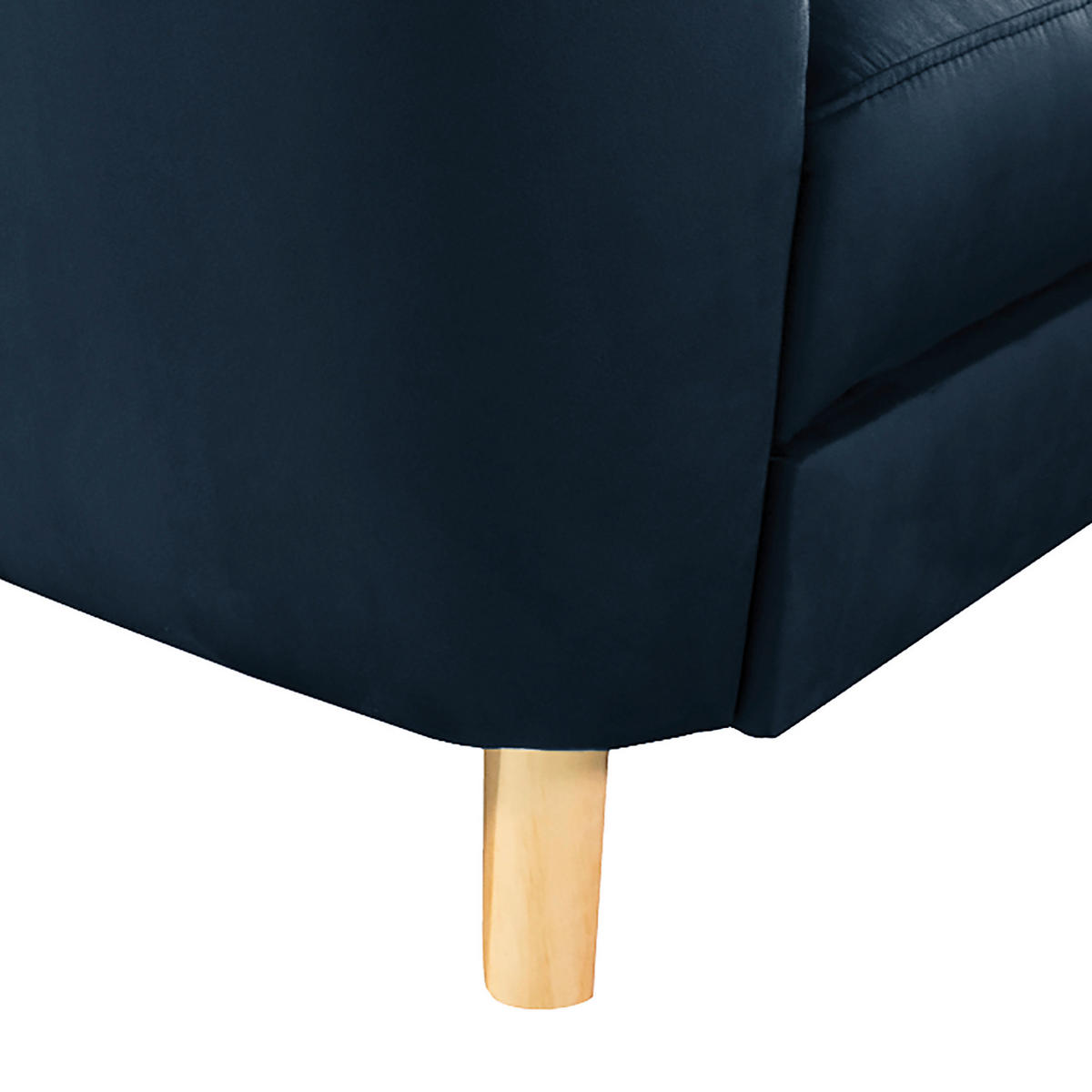 ECKSOFA Dunkelblau Samt  - Buchefarben/Dunkelblau, Design, Holz/Textil (236/190cm) - Livetastic