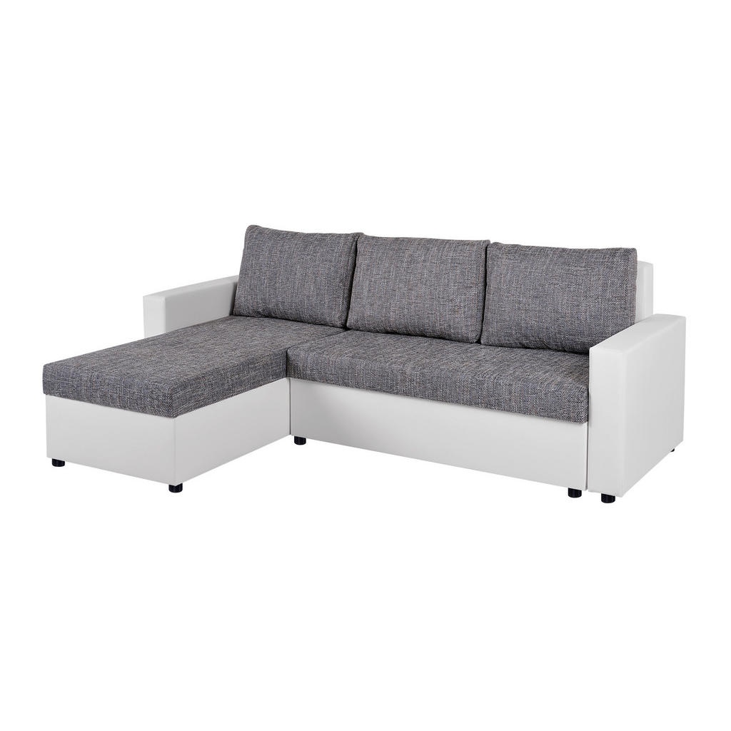 P & B ROHOVÁ SEDAČKA, plast, textil, kompozitné drevo, sivá, biela