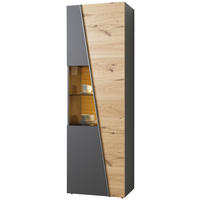 VITRINE Graphitfarben, Wildeiche  63,8/202/42,3 cm  - Wildeiche/Graphitfarben, Natur, Glas/Holz (63,8/202/42,3cm) - Voglauer