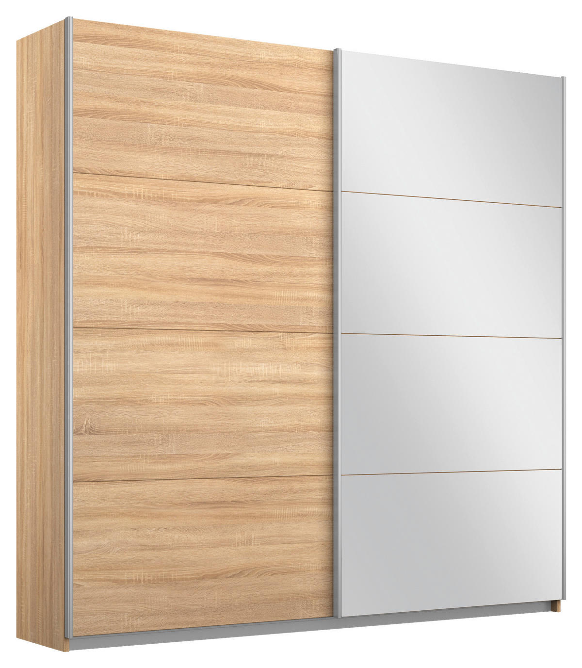 SCHWEBETÜRENSCHRANK in Sonoma Eiche  - Alufarben/Sonoma Eiche, Modern, Holzwerkstoff/Metall (181/210/62cm) - Rauch Möbel