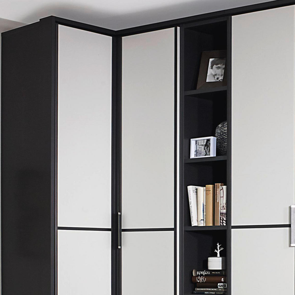 ROHOVÁ ŠATNÍKOVÁ SKRIŇA, sivá, biela,  - sivá/biela, Design, kov/kompozitné drevo (100/314cm) - MID.YOU