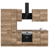 KÜCHENLEERBLOCK 270 cm   in Eiche dunkel  - Eiche dunkel/Schwarz, MODERN, Holzwerkstoff/Metall (270cm) - Nobilia