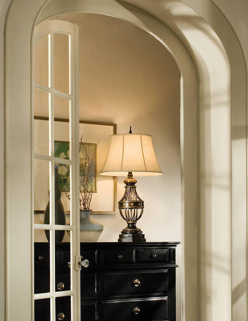 TISCHLEUCHTE - Braun, Konventionell, Textil/Metall (50.8/89.5cm) - Elstead Lighting