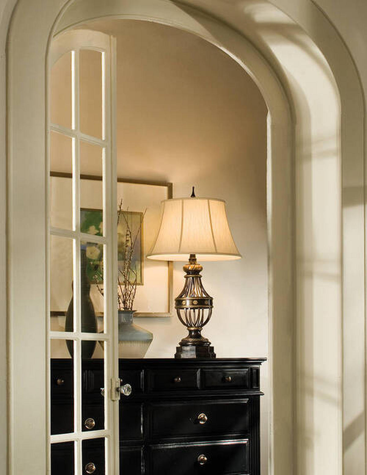 TISCHLEUCHTE - Braun, Konventionell, Textil/Metall (50.8/89.5cm) - Elstead Lighting