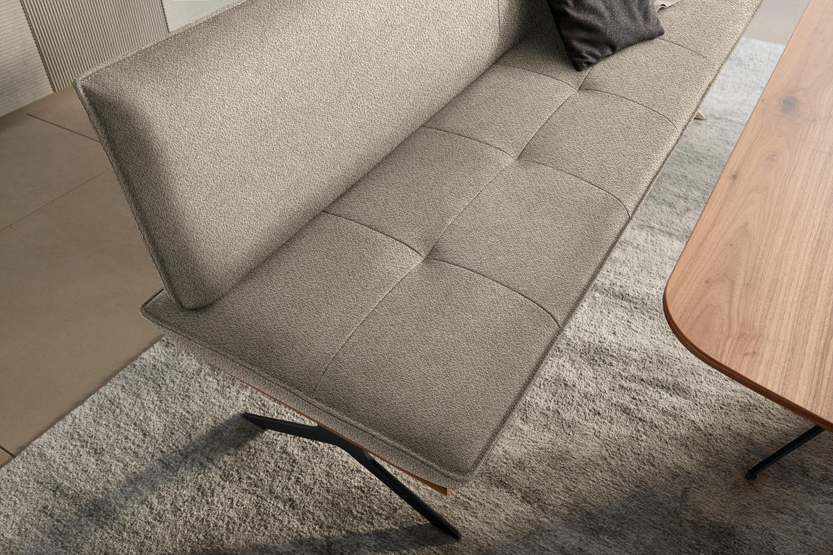 SITZBANK in Holz, Textil Schwarz, Nussbaumfarben, Beige  - Beige/Nussbaumfarben, Design, Holz/Textil (214/88/66cm) - Koinor